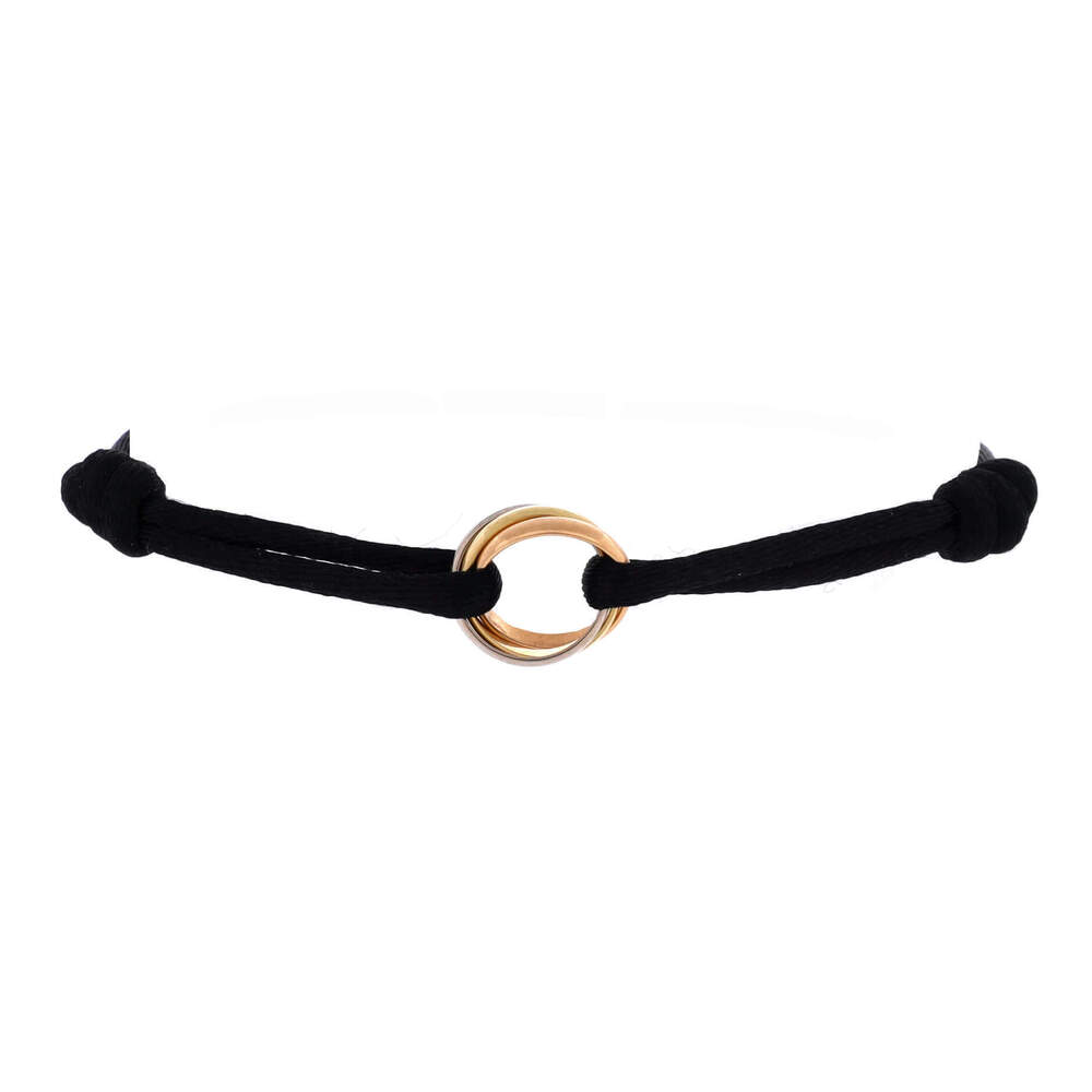 Cartier Trinity On Cord Bracelet Silk Cord with 18K Tricolor Gold